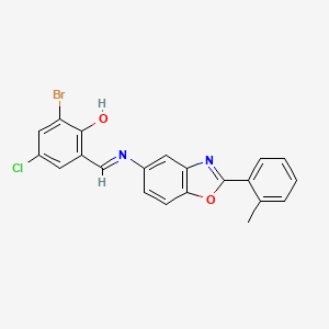 2-bromo-4-chloro-6-[(E)-{[2-(2-methylphenyl)-1,3-benzoxazol-5-yl]imino}methyl]phenol