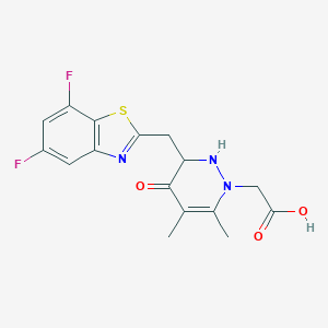 molecular formula C16H13F2N3O3S B115413 3,4-Dihydro-4-oxo-5,6-dimethyl-3-((5,7-difluorobenzothiazol-2-yl)methyl)-1-pyridazineacetic acid CAS No. 140926-46-1
