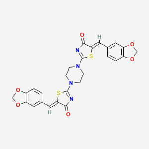 (5Z,5'Z)-2,2'-piperazine-1,4-diylbis[5-(1,3-benzodioxol-5-ylmethylidene)-1,3-thiazol-4(5H)-one]