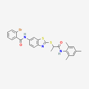 2-bromo-N-[2-({1-oxo-1-[(2,4,6-trimethylphenyl)amino]propan-2-yl}sulfanyl)-1,3-benzothiazol-6-yl]benzamide