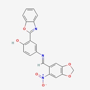 2-(1,3-benzoxazol-2-yl)-4-{[(E)-(6-nitro-1,3-benzodioxol-5-yl)methylidene]amino}phenol