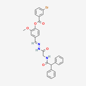 4-[(E)-{[2-(2,2-Diphenylacetamido)acetamido]imino}methyl]-2-methoxyphenyl 3-bromobenzoate