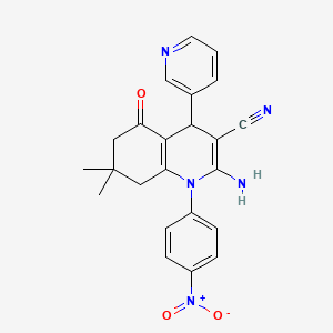 2-Amino-7,7-dimethyl-1-(4-nitrophenyl)-5-oxo-4-(pyridin-3-yl)-1,4,5,6,7,8-hexahydroquinoline-3-carbonitrile