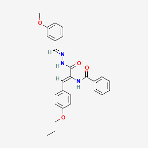 N-[(1Z)-3-[(2E)-2-(3-methoxybenzylidene)hydrazinyl]-3-oxo-1-(4-propoxyphenyl)prop-1-en-2-yl]benzamide