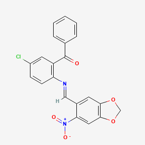 (5-chloro-2-{[(E)-(6-nitro-1,3-benzodioxol-5-yl)methylidene]amino}phenyl)(phenyl)methanone