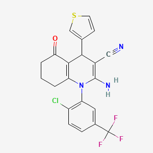 2-Amino-1-[2-chloro-5-(trifluoromethyl)phenyl]-5-oxo-4-(thiophen-3-yl)-1,4,5,6,7,8-hexahydroquinoline-3-carbonitrile