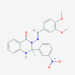 3-{[(E)-(3,4-dimethoxyphenyl)methylidene]amino}-2-methyl-2-(3-nitrophenyl)-2,3-dihydroquinazolin-4(1H)-one