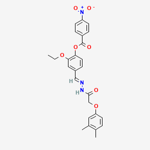 4-[(E)-{2-[(3,4-dimethylphenoxy)acetyl]hydrazinylidene}methyl]-2-ethoxyphenyl 4-nitrobenzoate