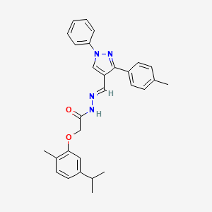 N'-{(E)-[3-(4-methylphenyl)-1-phenyl-1H-pyrazol-4-yl]methylidene}-2-[2-methyl-5-(propan-2-yl)phenoxy]acetohydrazide