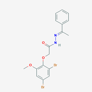 2-(2,4-dibromo-6-methoxyphenoxy)-N'-[(1E)-1-phenylethylidene]acetohydrazide