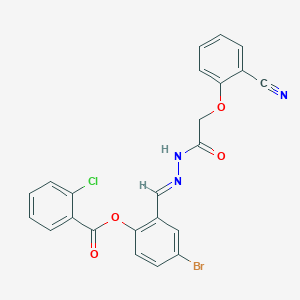 4-bromo-2-[(E)-{2-[(2-cyanophenoxy)acetyl]hydrazinylidene}methyl]phenyl 2-chlorobenzoate