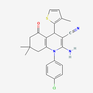 2-Amino-1-(4-chlorophenyl)-7,7-dimethyl-4-(3-methylthiophen-2-yl)-5-oxo-1,4,5,6,7,8-hexahydroquinoline-3-carbonitrile