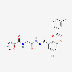 2,4-Dibromo-6-[(E)-({2-[(furan-2-YL)formamido]acetamido}imino)methyl]phenyl 3-methylbenzoate