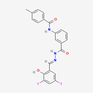 N-(3-{[(2E)-2-(2-hydroxy-3,5-diiodobenzylidene)hydrazinyl]carbonyl}phenyl)-4-methylbenzamide