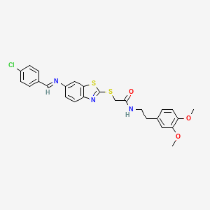 2-[(6-{[(E)-(4-chlorophenyl)methylidene]amino}-1,3-benzothiazol-2-yl)sulfanyl]-N-[2-(3,4-dimethoxyphenyl)ethyl]acetamide