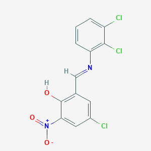 molecular formula C13H7Cl3N2O3 B11541921 4-Chloro-2-[(E)-[(2,3-dichlorophenyl)imino]methyl]-6-nitrophenol 