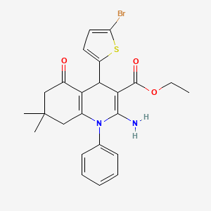 Ethyl 2-amino-4-(5-bromothiophen-2-yl)-7,7-dimethyl-5-oxo-1-phenyl-1,4,5,6,7,8-hexahydroquinoline-3-carboxylate