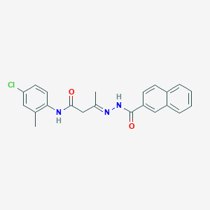 (3E)-N-(4-chloro-2-methylphenyl)-3-[2-(naphthalen-2-ylcarbonyl)hydrazinylidene]butanamide