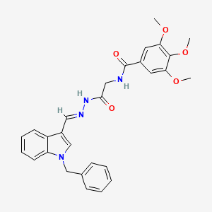 N-(2-{(2E)-2-[(1-benzyl-1H-indol-3-yl)methylidene]hydrazinyl}-2-oxoethyl)-3,4,5-trimethoxybenzamide (non-preferred name)