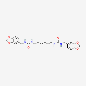 molecular formula C24H30N4O6 B11542037 1,1'-Hexane-1,6-diylbis[3-(1,3-benzodioxol-5-ylmethyl)urea] 