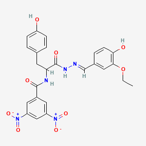 N-(1-{N'-[(E)-(3-Ethoxy-4-hydroxyphenyl)methylidene]hydrazinecarbonyl}-2-(4-hydroxyphenyl)ethyl)-3,5-dinitrobenzamide