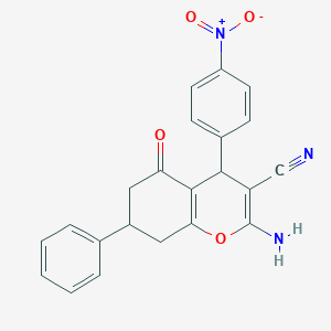 2-Amino-4-(4-nitrophenyl)-5-oxo-7-phenyl-4,6,7,8-tetrahydrochromene-3-carbonitrile