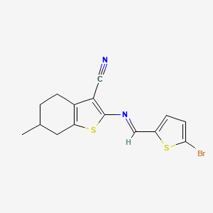 2-{[(E)-(5-bromothiophen-2-yl)methylidene]amino}-6-methyl-4,5,6,7-tetrahydro-1-benzothiophene-3-carbonitrile