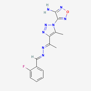 4-(4-{(1E)-1-[(2E)-(2-fluorobenzylidene)hydrazinylidene]ethyl}-5-methyl-1H-1,2,3-triazol-1-yl)-1,2,5-oxadiazol-3-amine