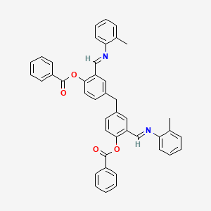 molecular formula C43H34N2O4 B11542089 methanediylbis-2-{(E)-[(2-methylphenyl)imino]methyl}benzene-4,1-diyl dibenzoate 