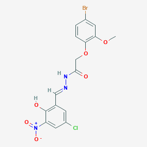 molecular formula C16H13BrClN3O6 B11542095 2-(4-bromo-2-methoxyphenoxy)-N'-[(E)-(5-chloro-2-hydroxy-3-nitrophenyl)methylidene]acetohydrazide 