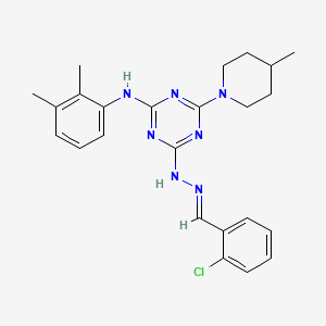 4-[(2E)-2-(2-chlorobenzylidene)hydrazinyl]-N-(2,3-dimethylphenyl)-6-(4-methylpiperidin-1-yl)-1,3,5-triazin-2-amine