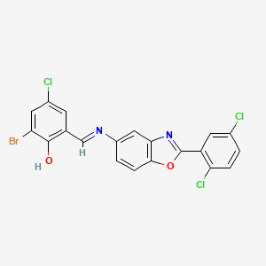 2-bromo-4-chloro-6-[(E)-{[2-(2,5-dichlorophenyl)-1,3-benzoxazol-5-yl]imino}methyl]phenol