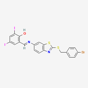 2-[(E)-({2-[(4-bromobenzyl)sulfanyl]-1,3-benzothiazol-6-yl}imino)methyl]-4,6-diiodophenol