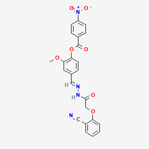 molecular formula C24H18N4O7 B11542145 4-[(E)-{2-[(2-cyanophenoxy)acetyl]hydrazinylidene}methyl]-2-methoxyphenyl 4-nitrobenzoate 