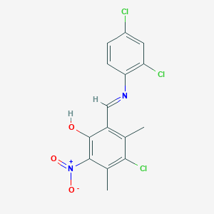 4-Chloro-2-[(E)-[(2,4-dichlorophenyl)imino]methyl]-3,5-dimethyl-6-nitrophenol