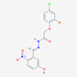 molecular formula C15H11BrClN3O5 B11542158 2-(2-bromo-4-chlorophenoxy)-N'-[(E)-(5-hydroxy-2-nitrophenyl)methylidene]acetohydrazide 