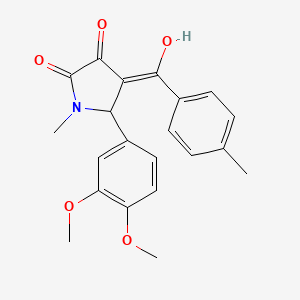 molecular formula C21H21NO5 B11542210 5-(3,4-dimethoxyphenyl)-3-hydroxy-1-methyl-4-[(4-methylphenyl)carbonyl]-1,5-dihydro-2H-pyrrol-2-one 