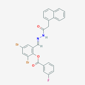 molecular formula C26H17Br2FN2O3 B11542211 2,4-dibromo-6-{(E)-[2-(naphthalen-1-ylacetyl)hydrazinylidene]methyl}phenyl 3-fluorobenzoate 