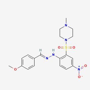 molecular formula C19H23N5O5S B11542213 N-(4-Methoxy-benzylidene)-N'-[2-(4-methyl-piperazine-1-sulfonyl)-4-nitro-phenyl]-hydrazine 