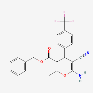 molecular formula C22H17F3N2O3 B11542216 benzyl 6-amino-5-cyano-2-methyl-4-[4-(trifluoromethyl)phenyl]-4H-pyran-3-carboxylate 