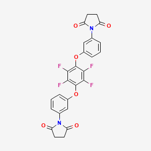 molecular formula C26H16F4N2O6 B11542229 1-(3-{4-[3-(2,5-Dioxopyrrolidin-1-YL)phenoxy]-2,3,5,6-tetrafluorophenoxy}phenyl)pyrrolidine-2,5-dione 