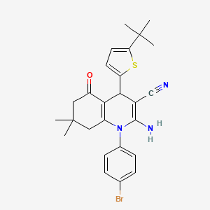 molecular formula C26H28BrN3OS B11542247 2-Amino-1-(4-bromophenyl)-4-(5-tert-butylthiophen-2-yl)-7,7-dimethyl-5-oxo-1,4,5,6,7,8-hexahydroquinoline-3-carbonitrile CAS No. 311782-86-2