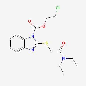 molecular formula C16H20ClN3O3S B11542306 2-chloroethyl 2-{[2-(diethylamino)-2-oxoethyl]sulfanyl}-1H-benzimidazole-1-carboxylate 