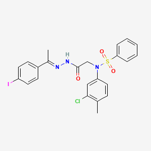 molecular formula C23H21ClIN3O3S B11542330 N-(3-Chloro-4-methylphenyl)-N-({N'-[(1E)-1-(4-iodophenyl)ethylidene]hydrazinecarbonyl}methyl)benzenesulfonamide 