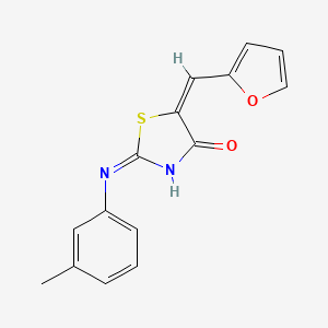 molecular formula C15H12N2O2S B11542374 (2E,5E)-5-(furan-2-ylmethylidene)-2-[(3-methylphenyl)imino]-1,3-thiazolidin-4-one 