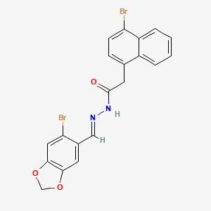 molecular formula C20H14Br2N2O3 B11542465 N'-[(E)-(6-bromo-1,3-benzodioxol-5-yl)methylidene]-2-(4-bromonaphthalen-1-yl)acetohydrazide 