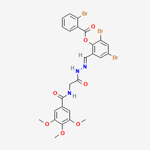 molecular formula C26H22Br3N3O7 B11542506 2,4-Dibromo-6-[(E)-({2-[(3,4,5-trimethoxyphenyl)formamido]acetamido}imino)methyl]phenyl 2-bromobenzoate 