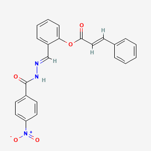 molecular formula C23H17N3O5 B11542539 2-[(E)-{2-[(4-nitrophenyl)carbonyl]hydrazinylidene}methyl]phenyl (2E)-3-phenylprop-2-enoate 