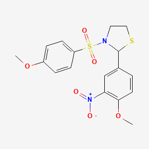 molecular formula C17H18N2O6S2 B11542546 2-(4-Methoxy-3-nitrophenyl)-3-[(4-methoxyphenyl)sulfonyl]-1,3-thiazolidine 