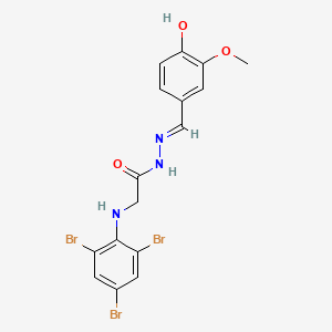 molecular formula C16H14Br3N3O3 B11542560 N'-[(E)-(4-Hydroxy-3-methoxyphenyl)methylidene]-2-[(2,4,6-tribromophenyl)amino]acetohydrazide 